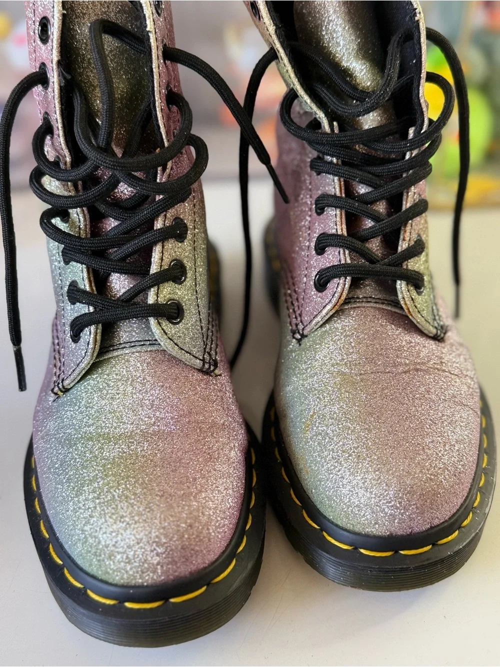 Dr. Martens Iridescent Glitter Lace-Up Ankle Boots